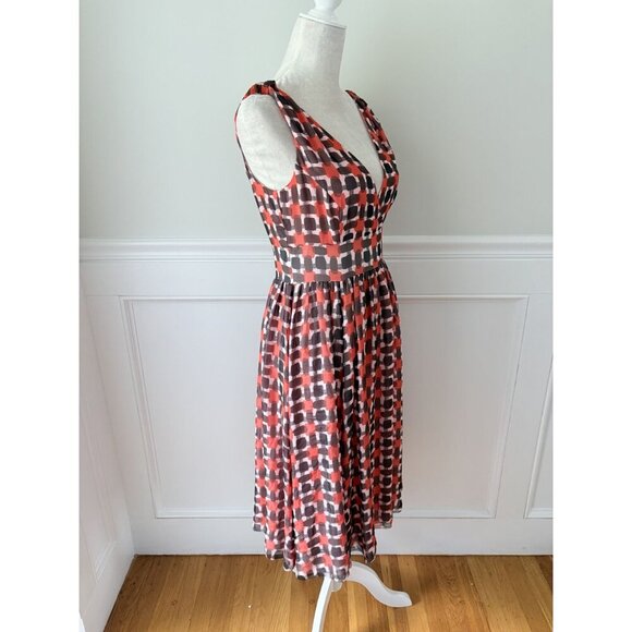 Kate Spade Silk Geometric Print Surplice Fit & Flare Dress 6 - Picture 3 of 6